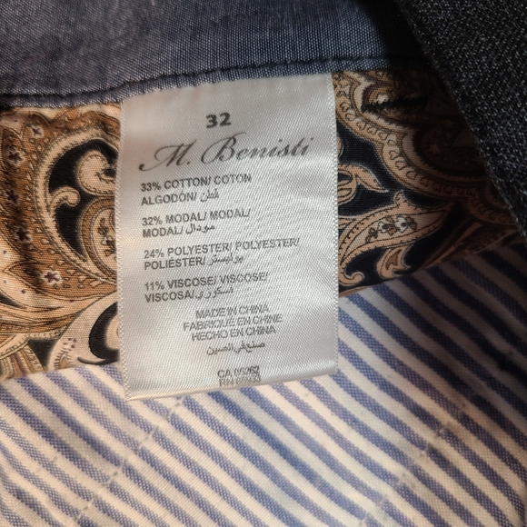 M. Benisti Men's Black Cotton Straight Fit Chino Pants size 32 - Picture 3 of 8